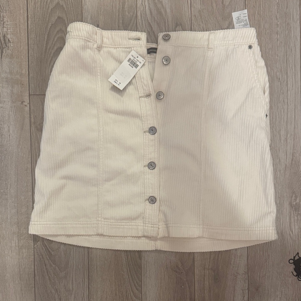 Abercrombie & Fitch Cream Corduroy Mini Skirt